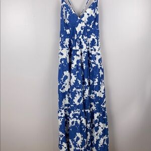 Abercrombie & Fitch Blue and White Sleeveless Maxi Sundress size s p